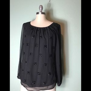 Vineyard vines black long sleeve blouse si…